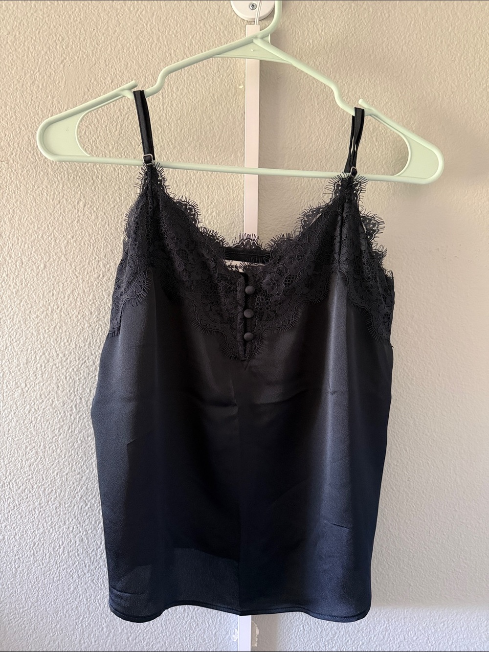 Abercrombie & Fitch Black Lace Trim Satin Cami